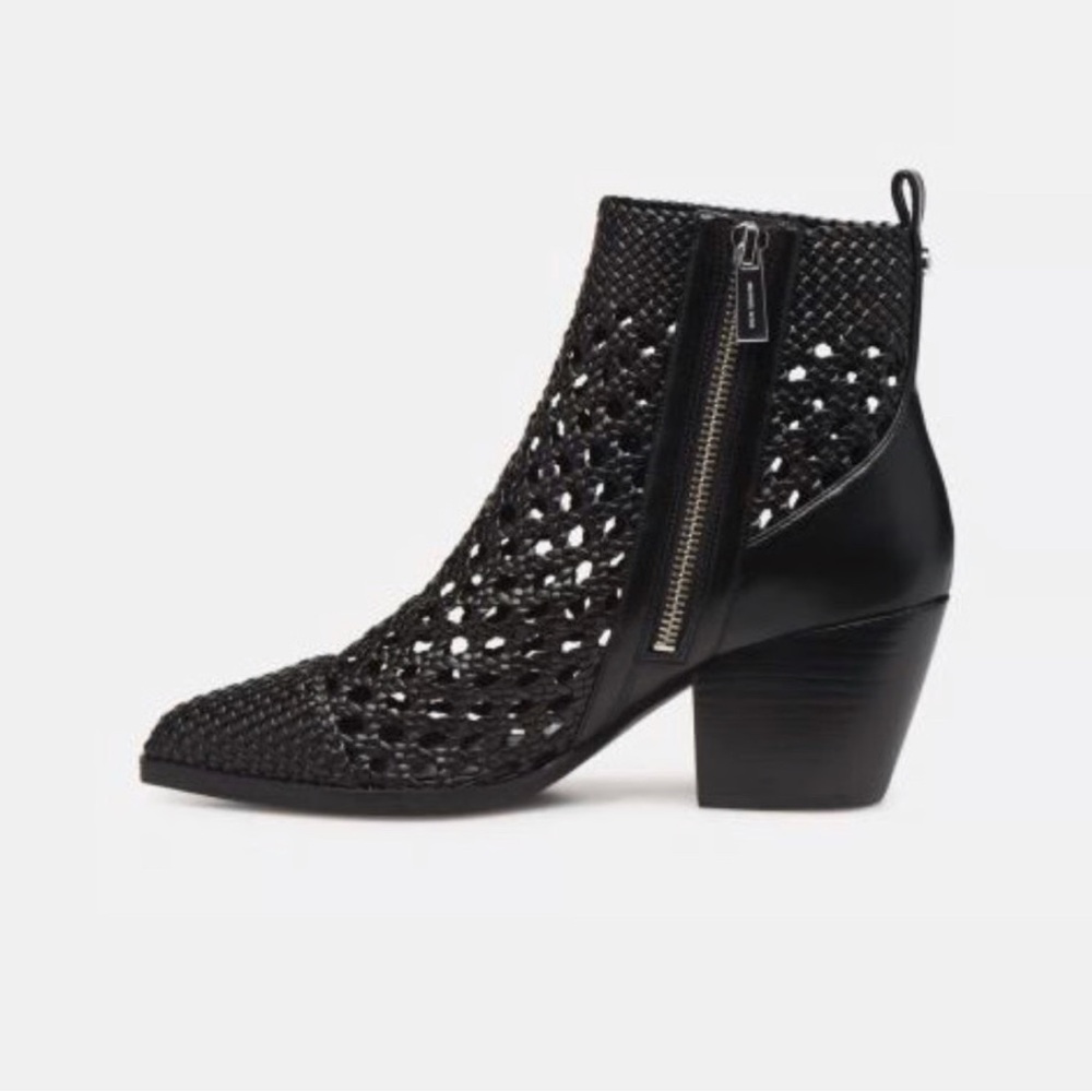 Michael Kors Black Mid Woven Ankle Booties - Picture 5 of 9